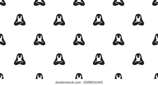 penguin seamless pattern arms crossed cartoon bird doodle tile background scarf isolated gift wrapping paper repeat wallpaper illustration design