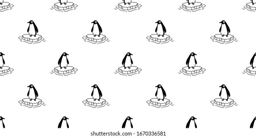 penguin Seamless pattern bird iceberg vector cartoon polar bear scarf isolated tile background repeat wallpaper illustration doodle design