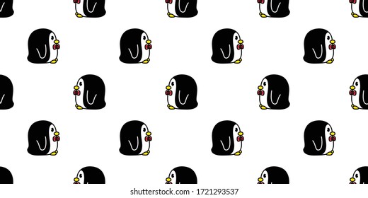 penguin Seamless pattern bird vector cartoon doodle scarf isolated tile background repeat wallpaper illustration design