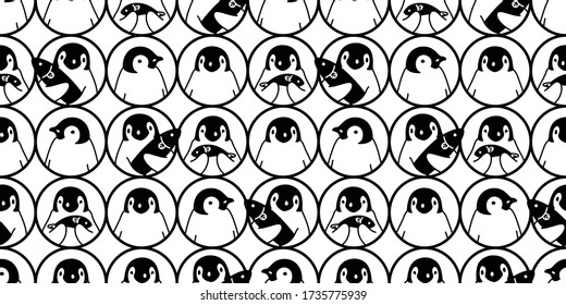 penguin Seamless pattern bird vector cartoon polka dot scarf isolated tile background repeat wallpaper illustration doodle design