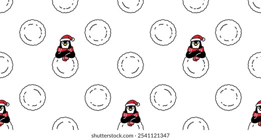 pinguim sem emenda padrão natal santa claus hat polka ponto neve