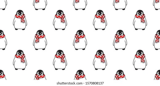 penguin seamless pattern Christmas vector Santa Claus birthday scarf isolated repeat wallpaper tile background cartoon illustration design