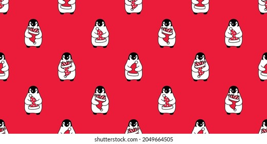 penguin seamless pattern Christmas vector Santa Claus snowflake birthday cartoon repeat wallpaper tile background gift wrapping paper illustration scarf isolated design