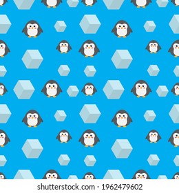 penguin seamless pattern flat illustration vector graphic