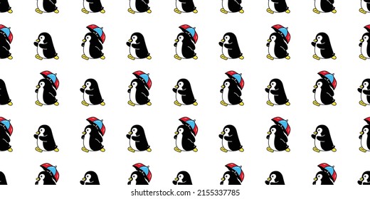 penguin seamless pattern umbrella raining bird vector duck cartoon tile background repeat wallpaper gift wrapping paper illustration design scarf isolated