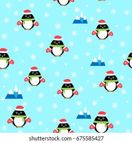 Penguin seamless pattern vector
