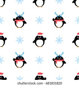 Penguin seamless pattern vector