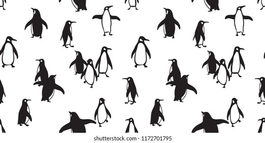 penguin Seamless pattern vector bear polar salmon fish cartoon scarf isolated tile background repeat wallpaper doodle illustration