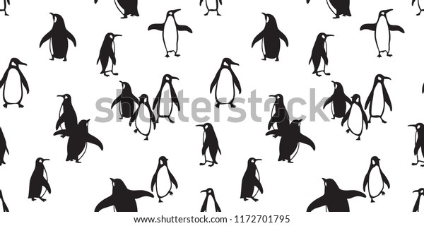 ペンギンのシームレスな模様のベクター画像ベクター画像 極性サケの魚の漫画のスカーフ タイルの背景に壁紙の落書きイラストを繰り返す のベクター画像素材 ロイヤリティフリー