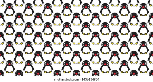 penguin Seamless pattern vector bird cartoon polar bear tile background scarf isolated repeat wallpaper doodle illustration design