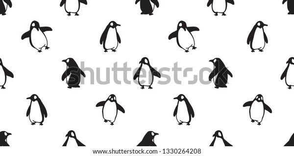 ペンギンのシームレスな模様のベクター鳥のサケの漫画のスカーフ分離型タイル背景に壁紙イラストの落書き のベクター画像素材 ロイヤリティフリー