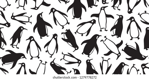 penguin seamless pattern vector cartoon bear polar salmon fish bird scarf isolated tile background repeat wallpaper doodle illustration