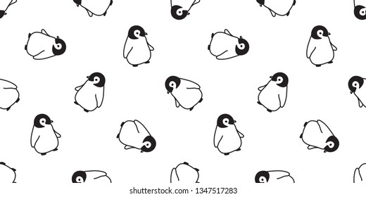 penguin Seamless pattern vector cartoon fish salmon bird tile background repeat wallpaper scarf isolated illustration