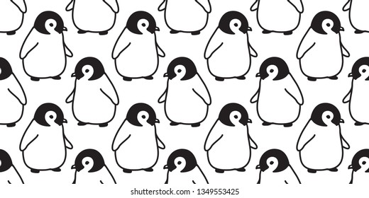 penguin Seamless pattern vector cartoon fish salmon bird scarf isolated repeat wallpaper tile background illustration