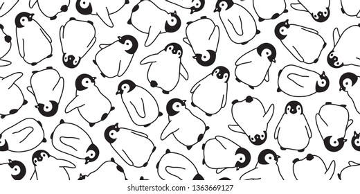 penguin Seamless pattern vector cartoon bird repeat wallpaper tile background scarf isolated illustration doodle