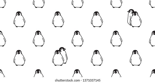 penguin Seamless pattern vector cartoon bird repeat wallpaper tile background illustration scarf isolated doodle