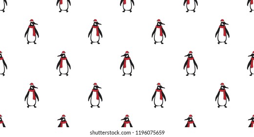 penguin Seamless pattern vector Christmas Santa Claus Hat Xmas bear polar salmon cartoon scarf isolated tile background illustration wallpaper