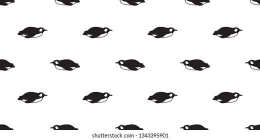 penguin Seamless pattern vector fish salmon bird cartoon tile background scarf isolated repeat wallpaper illustration doodle