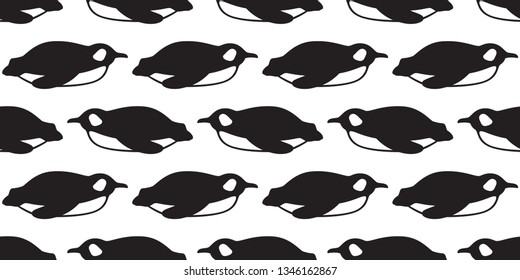 penguin Seamless pattern vector fish salmon bird cartoon tile background scarf isolated repeat wallpaper illustration