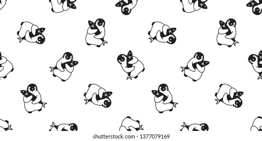 penguin Seamless pattern vector fish salmon cartoon tile background repeat wallpaper scarf isolated illustration doodle