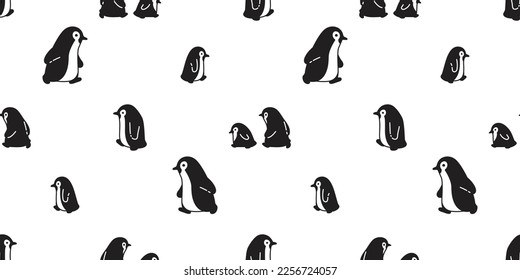 penguin seamless pattern walking duck vector bird cartoon repeat wallpaper tile background gift wrapping paper illustration design scarf isolated