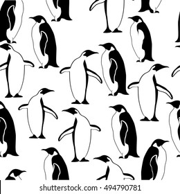 Penguin seamless pattern. Winter background