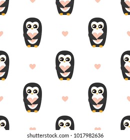 Penguin Seamless Vector Pattern.Vector background 