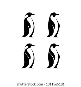 penguin set logo illustration, good for mascot delivery or logistic, logo industry, flat color style with black