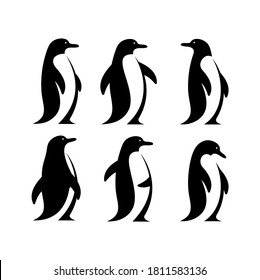 penguin set logo illustration, good for mascot delivery or logistic, logo industry, flat color style with black