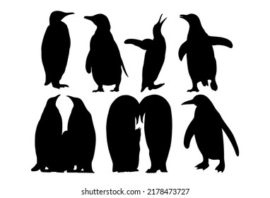 Penguin set. Template for plotter lazer cutting of paper, wood