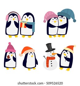 Penguin set vector illustration character