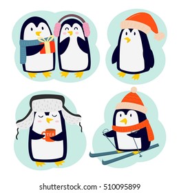 Penguin set vector illustration character