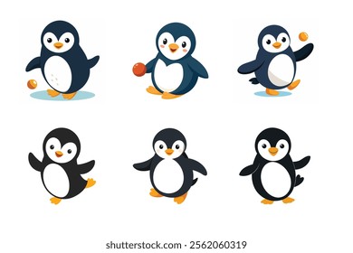 Penguin set vector illustration on white background