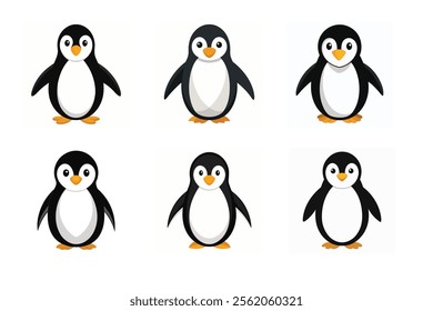 Penguin set vector illustration on white background