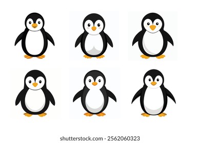 Penguin set vector illustration on white background