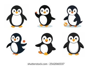 Penguin set vector illustration on white background