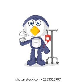 the penguin sick in IV illustration. character vector