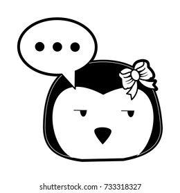 penguin side eye and chat bubble cute animal cartoon icon image 