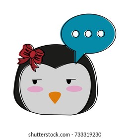 penguin side eye and chat bubble cute animal cartoon icon image 