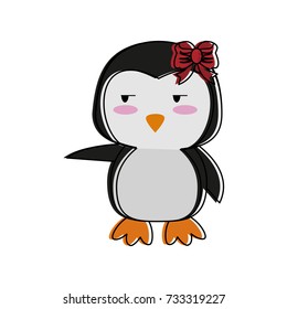 penguin side eye pointing to the side  cute animal cartoon icon 