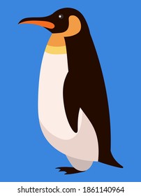 Vista lateral del pingüino. Animales del Ártico al estilo de las caricaturas.