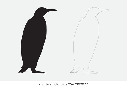 Penguin silhouette illustration vector art on white background
