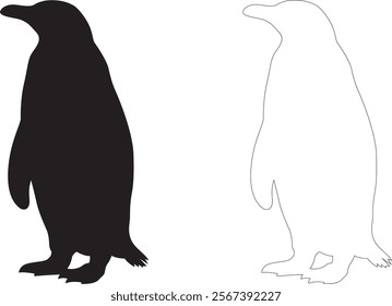 Penguin silhouette illustration vector art on white background
