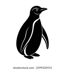 A penguin silhouette isolated on white background.