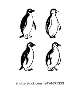 Penguin Silhouette Logo Icons Illustration - Ideal for T-shirt Design, Hoodie Design, Pillow Cover Design, and More