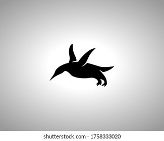 Penguin Silhouette on White Background. Isolated Vector Animal Template for Logo Company, Icon, Symbol etc