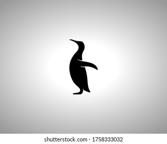 Penguin Silhouette on White Background. Isolated Vector Animal Template for Logo Company, Icon, Symbol etc