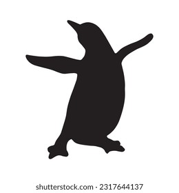 Penguin silhouette set collection isolated black on white background vector illustration