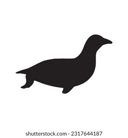 Penguin silhouette set collection isolated black on white background vector illustration