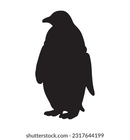 Colección de conjuntos de siluetas de pingüino aislado negro sobre fondo blanco ilustración vectorial